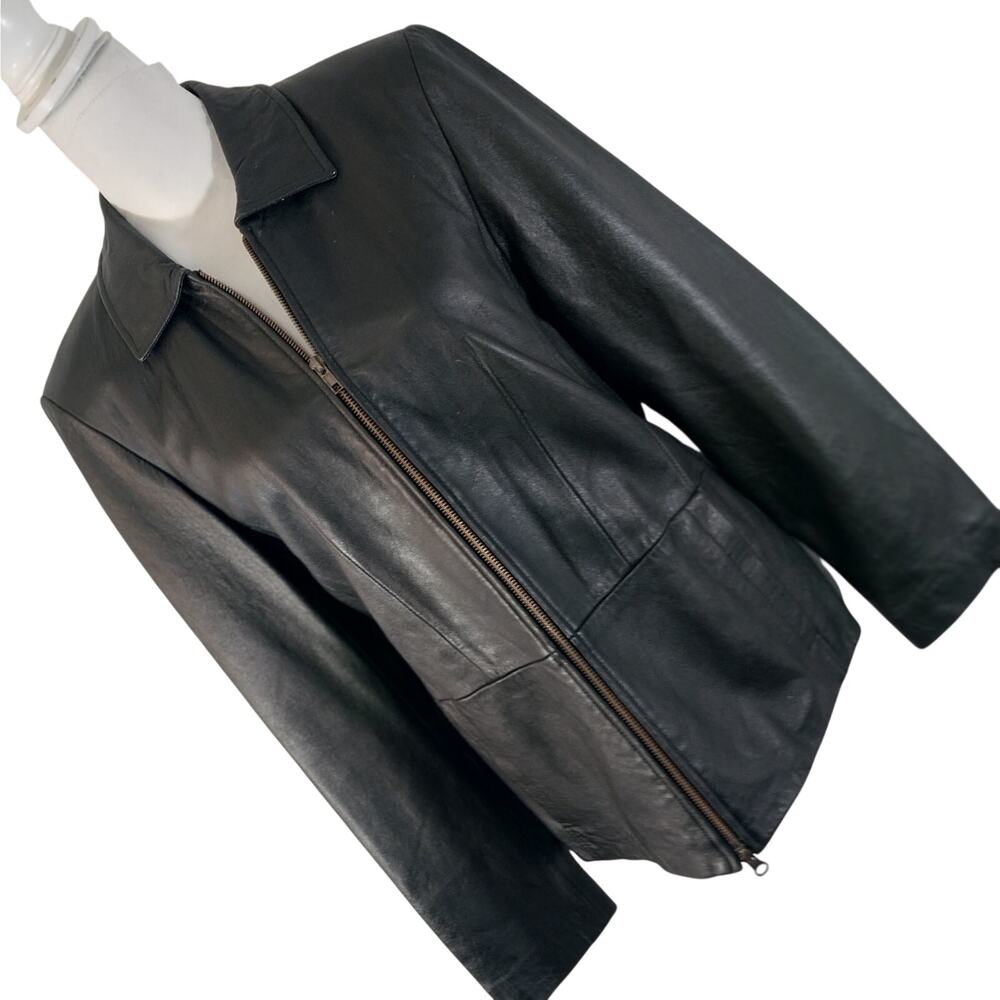 JUNCTION WEST! RICH SATURATED BLACK GENUINE LEATHER TAILORED JACKET, COAT! SZ M